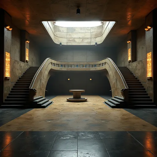 Prompt: An abandoned underground subway lobby that was originally created in the art deco style. it has a large square space that is at the bottom of a large stairway coming from the surface which has a landing like an art deco balcony where there becomes two separate rounded stair cases that comes from each side of the landing  the two staircases are curved. At the bottom of the staircases is a large two story square opening with the second level being a wide balcony that overlooks the first floor.  Make the space much larger. Zoom out to show a very large space with many unique art deco style influences in the architecture. The stairs need to be more curved and the view from a higher perspective. Add art deco influences everywhere rectory the space while keeping the art deco aesthetic and create a nightclub. The club will be a venue for electronic music add a large glass discoball. Make a darker club atmosphere and use a lot of audio and video components. Add laser lighting. Make this a dance club for techno music. Add a bar in the art deco style, large music speakers hanging from the ceiling. Add a large DJ booth that is on a raised podium.  Make the scene darker but add night life stage lighting.add a dance floor with many people dancing facing the DJ booth and led video screens. Add large music speakers and a dj. Darken the natural lighting and replace it with colored laser lighting effects. Many colorful lights coming from the disco ball. Repurpose this space to become a dance club. Have many different colors of laser lights reflecting from the disconall. Make the space extremely dim lit with the only light coming from the disco ball. Turn off all the lights making the space very dark