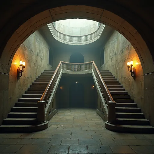 Prompt: An abandoned underground subway lobby that was originally created in the art deco style. it has a large square space that is at the bottom of a large stairway coming from the surface which has a landing like an art deco balcony where there becomes two separate rounded stair cases that comes from each side of the landing  the two staircases are curved. At the bottom of the staircases is a large two story square opening with the second level being a wide balcony that overlooks the first floor.  Make the space much larger. Zoom out to show a very large space with many unique art deco style influences in the architecture. The stairs need to be more curved and the view from a higher perspective. Add art deco influences everywhere rectory the space while keeping the art deco aesthetic and create a nightclub. The club will be a venue for electronic music add a large glass discoball. Make a darker club atmosphere and use a lot of audio and video components. Add laser lighting
