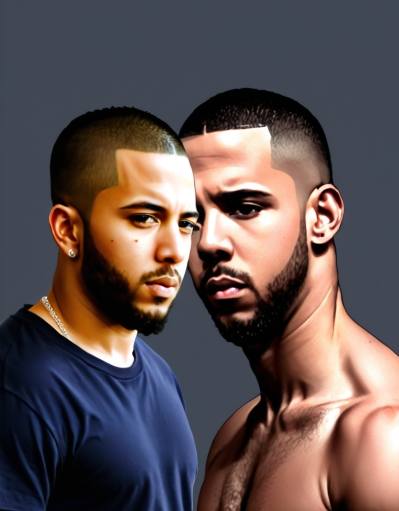 Prompt: Create an image that looks like Kendrick Lamar facing drake