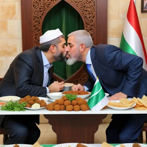 a surreal image Ismail Haniyeh the leader of palisti…