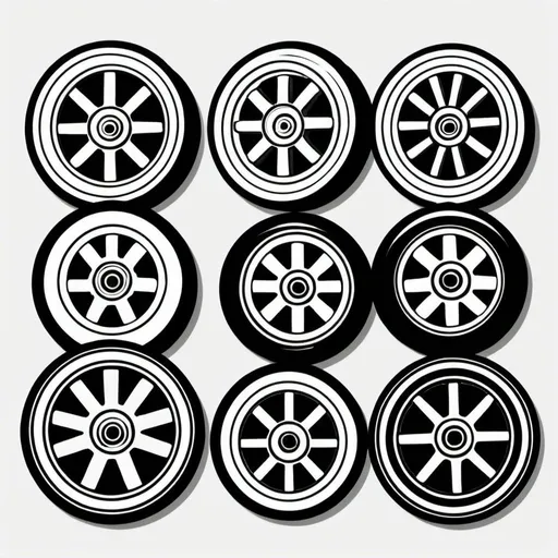 Prompt: wheels, cartoon style, no shadow, thick line, white and black