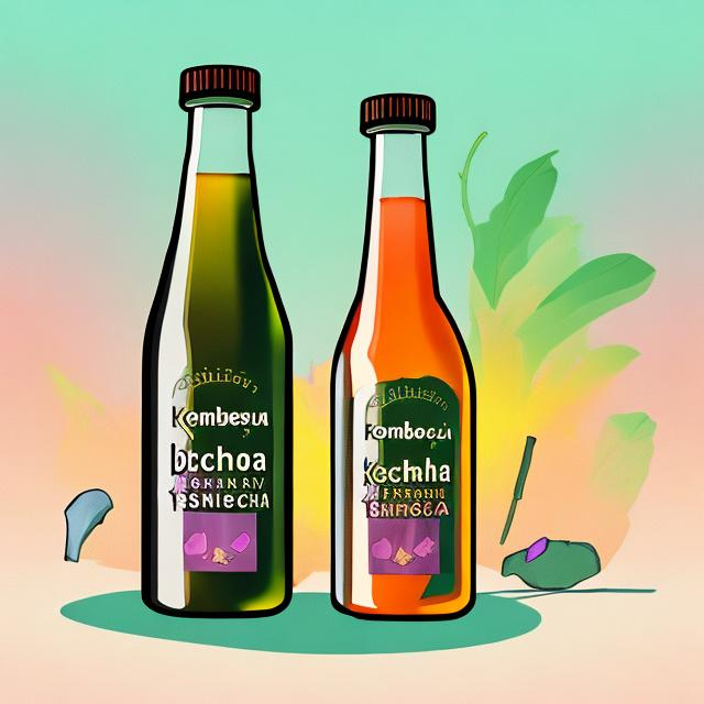 Prompt: Bottle of Kombucha, but in cartoon style and without background

