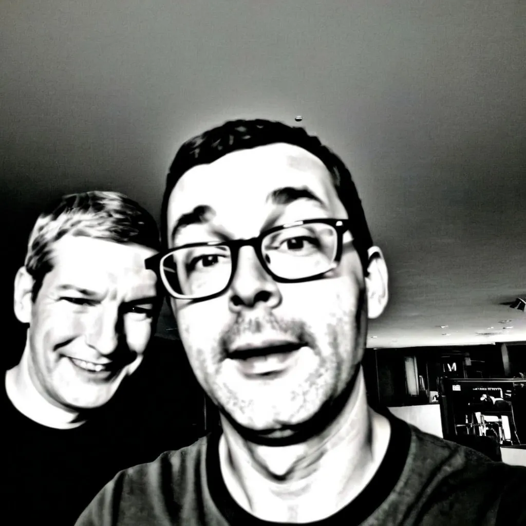 Prompt: myself together with Tim cook that smiles to me