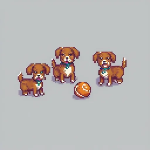 Prompt: 
three dogs with a ball