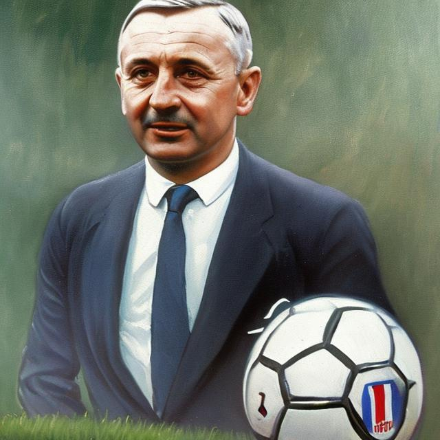 Prompt: Oil painting of Jules Rimet (French pronunciation: [ʒyl ʁimɛ]; 14 October 1873 – 16 October 1956) was a French football administrator who was the 3rd President of FIFA, serving from 1921 to 1954. 