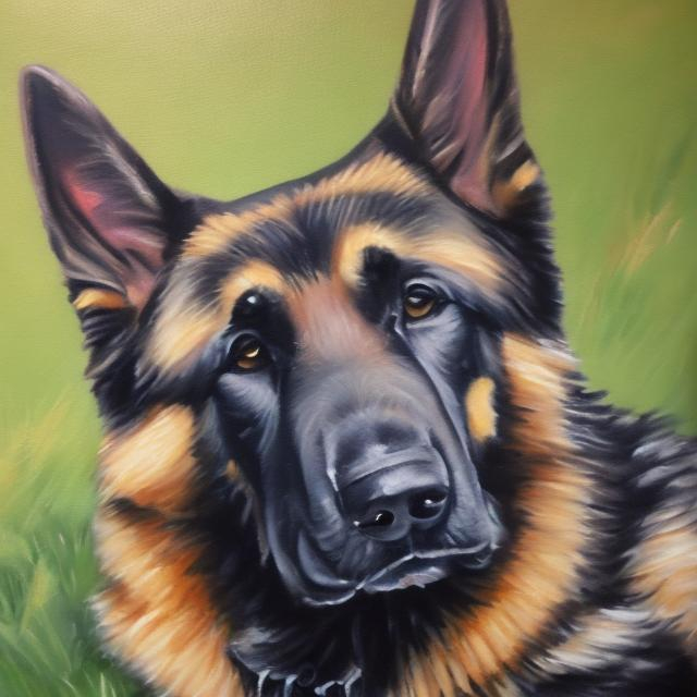 Oil painting German shepherd