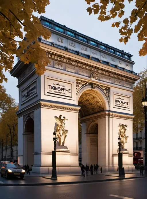 Prompt: Champs elysees arc de triomphe yves Saint Laurent store