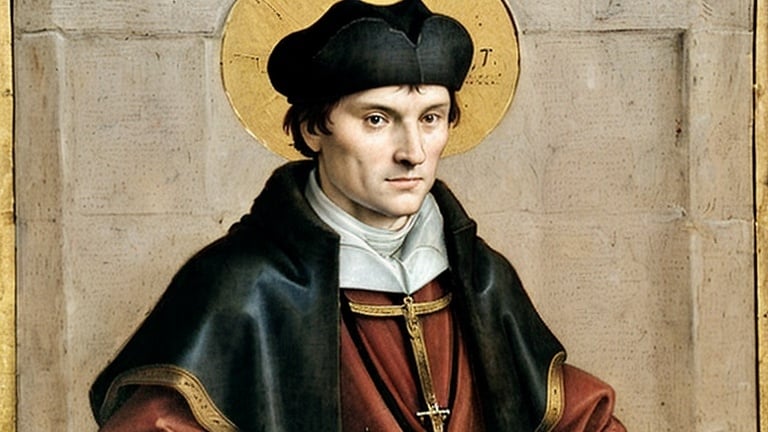 Prompt: A portrait of the Catholic Saint, Sir Thomas More (7 February 1478 – 6 July 1535), noted Renaissance humanist. He was canonised as a martyr.