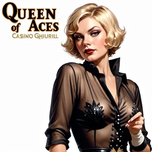 Prompt: Queen of aces, casino showgirl, short hair