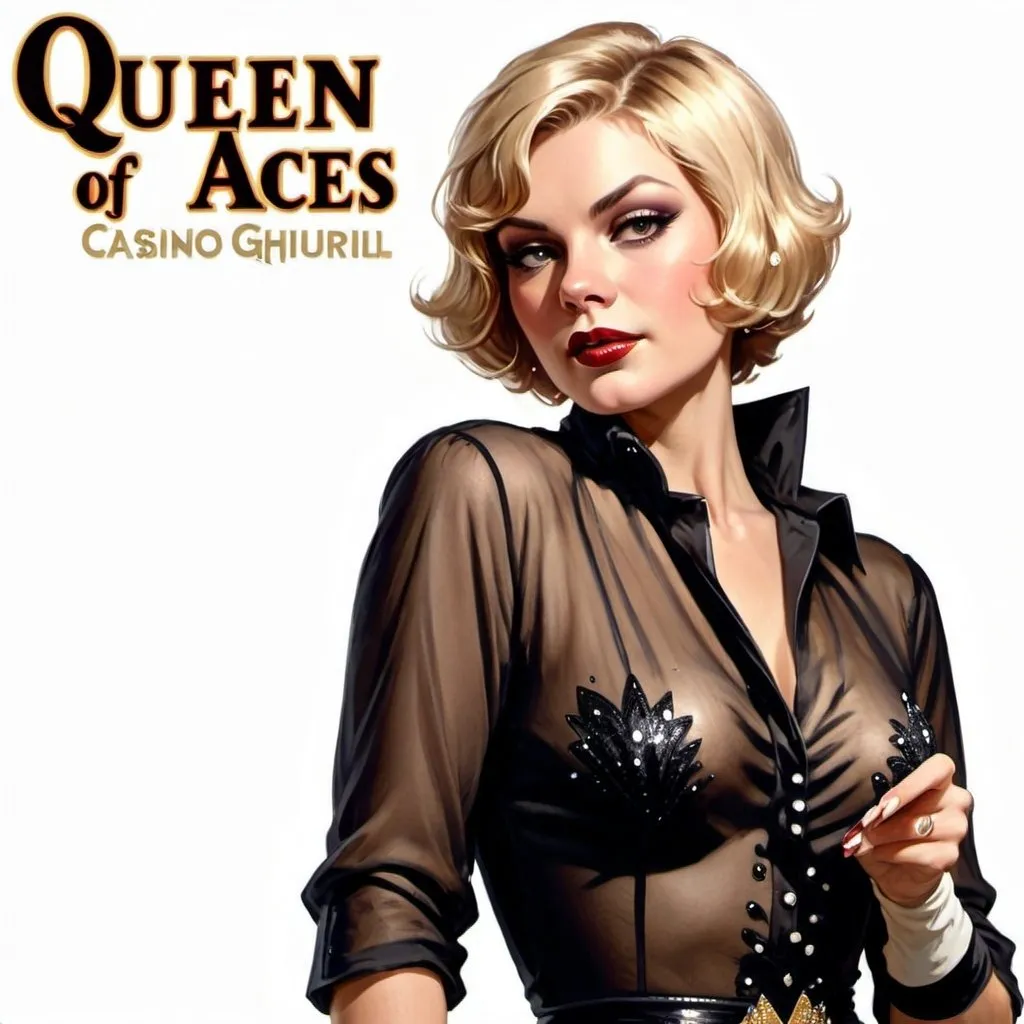 Prompt: Queen of aces, casino showgirl, short hair