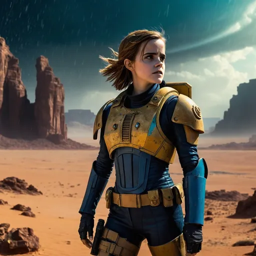 Prompt: (ALIENS movie scene),  God's view, relic building,  (stunning beautiful cute emma wATSON  in space marine outfit),   breathtaking digital landscape, futuristic desert imbued with raindrops, dramatic contrasts, vibrant colors accentuate the action, tense ambiance, high-intensity mood, (4K ultra-detailed), cinematic lighting creates depth, bold shadows, innovative architecture unfolding in the background, a blend of reality and illusion, mesmerizing visual storytelling.