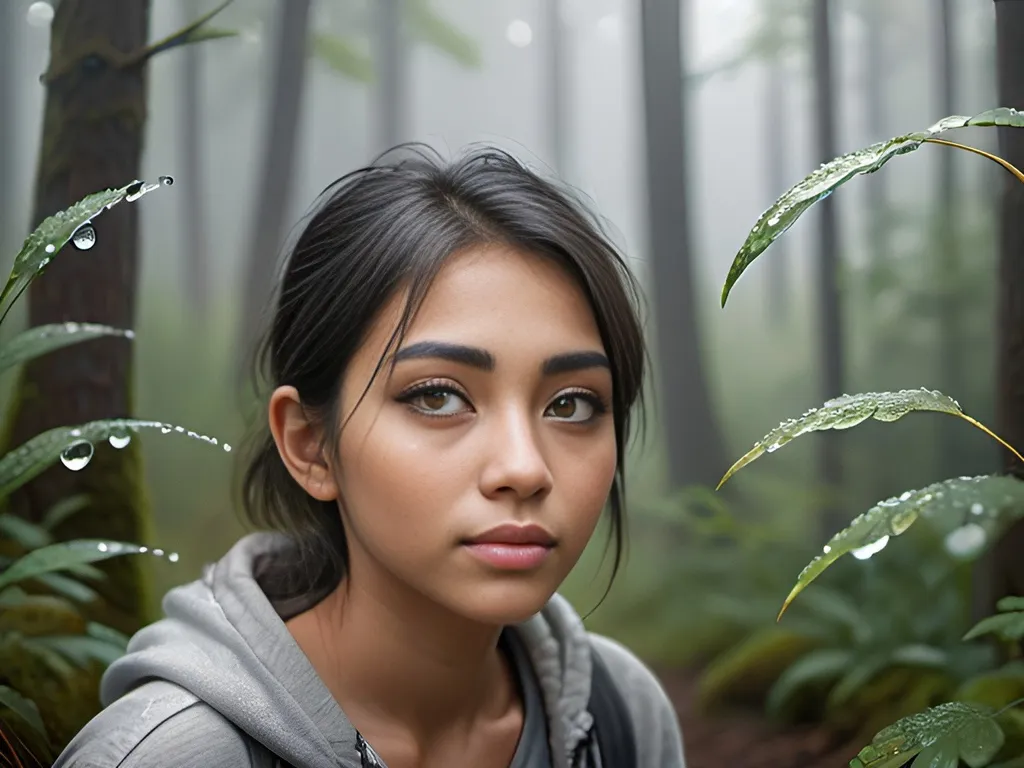 Prompt: high-quality, realistic, detailed eyes, wildlife, serene, natural lighting, forest,, morning dew,  misty, highres, , detailed