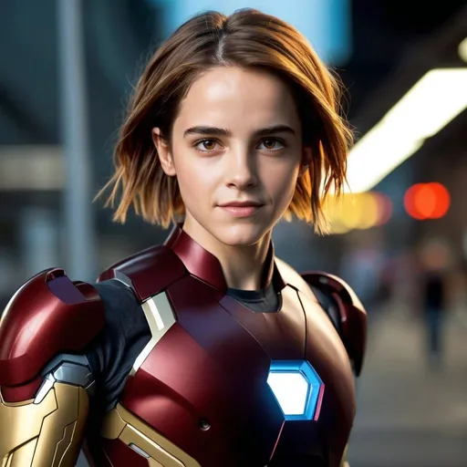 Prompt: ironman movie setting. 
((( emma watson look alike in tight fit  iron man ))),  

 high quality, soft expression, dynamic lighting,   digital illustration, vibrant colors, 
, in love, perfect anatomy, highly detailed,((photorealistic)), ((hyperrealistic))

 (((full body))) 

128k resolution. 

 Zeiss Sonnar F 150mm f/2.8
 in the style of Paul Barson



warm smile, bright eyes, in love, happy.


 high quality, soft expression, dynamic lighting,   digital illustration, vibrant colors, 
, in love, perfect anatomy, highly detailed,((photorealistic)), ((hyperrealistic))

 (((full body))) 

128k resolution. 

 Zeiss Sonnar F 150mm f/2.8
 in the style of Paul Barson

