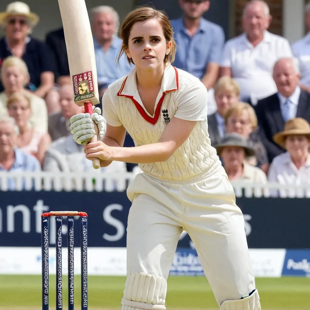 Prompt: British woman cricket match.

emma watson .