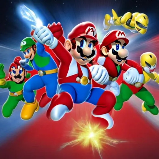 Prompt: POWER RANGERS SPUER MARIO