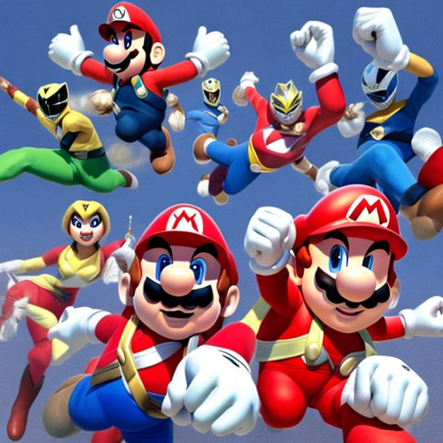 Prompt: POWER RANGERS SPUER MARIO