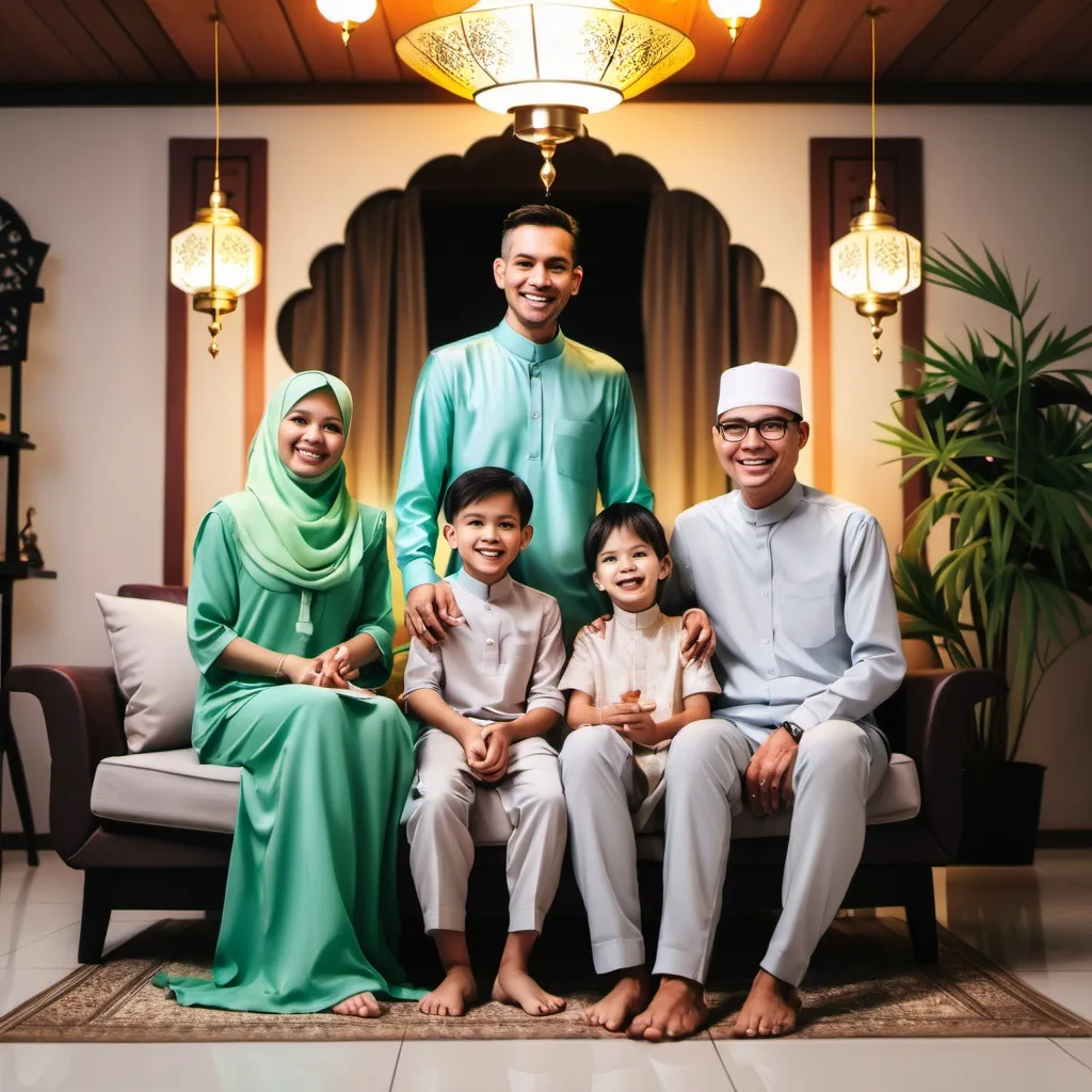 Prompt: happy family during hari raya