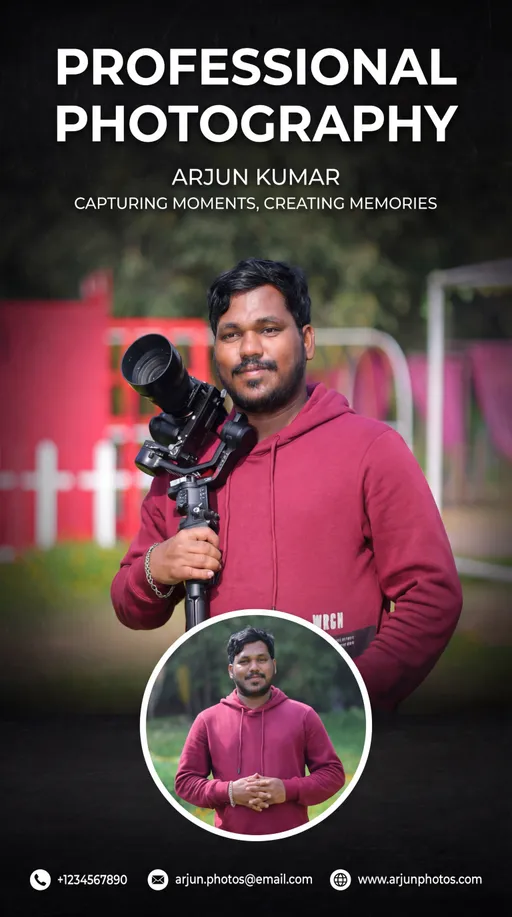 Prompt: using these pictures below, create a photographer poster