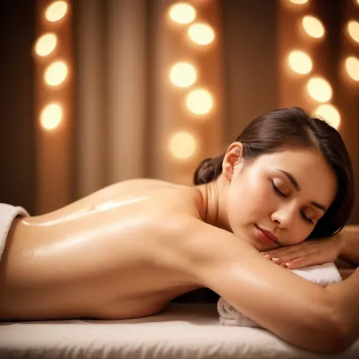 Prompt: A beautiful woman, bokeh full body massage 
