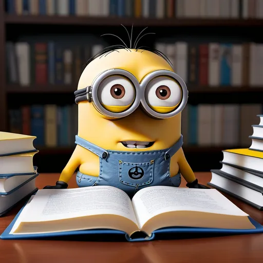 Prompt: minion studying medicine book