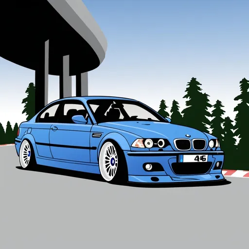 Prompt: BMW E46, blue