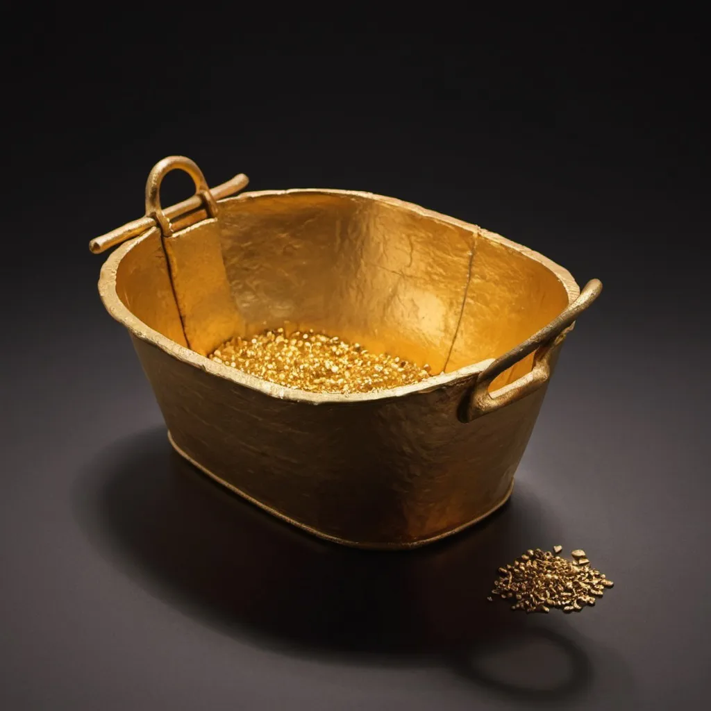 Prompt: Create an image of a container of Gold from the Iron Age