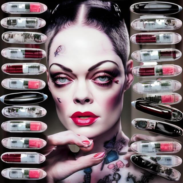 Prompt: Multiple ultra high definition clones of Rose McGowan in a pinup vintage 90’s high fashion photograph, realistic lighting, detailed features, drugged haze, pills, edgy high fashion, 4k, high definition, sleepy eyes, fashion photography, artistic, stylish, professional, realistic, high fashion