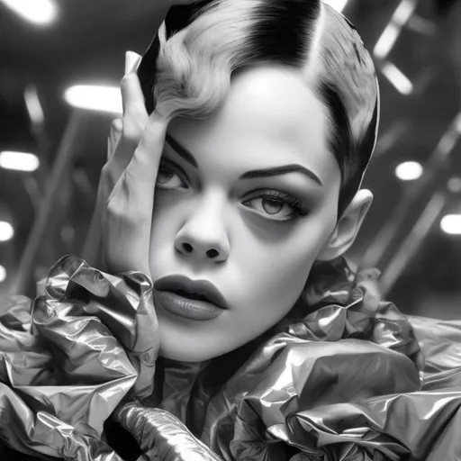 Prompt: Young Rose McGowan in high fashion photograph, multiple clones, ultra high definition, 4k, high definition, high fashion, detailed features, realistic, Botox, big lips, closed eyes, edgy, professional, stylish, realistic lighting, artistic