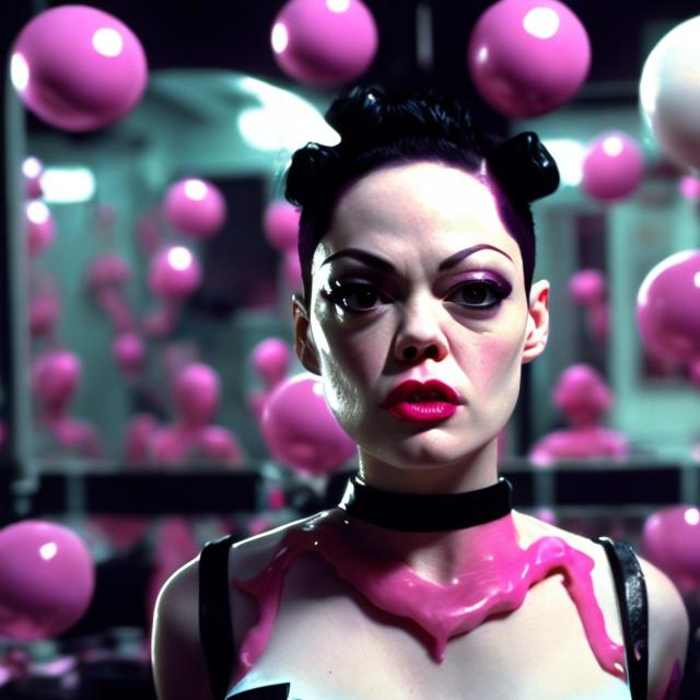 Prompt: Rose McGowan in a jawbreaker high fashion photograph, ultra high definition, realistic, multiple clones, 4k, high definition, high fashion, fashion photography, detailed features, realistic lighting, artistic, edgy, professional, stylish