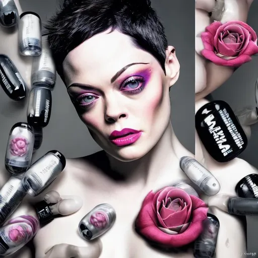 Prompt: Multiple ultra high definition clones of Rose McGowan in a 1998 high fashion photograph, realistic lighting, detailed features, drugged haze, pills, edgy high fashion, 4k, high definition, sleepy eyes, fashion photography, artistic, stylish, professional, realistic, high fashion