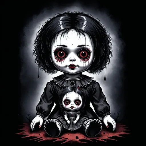 Prompt: dark creepy dolls
