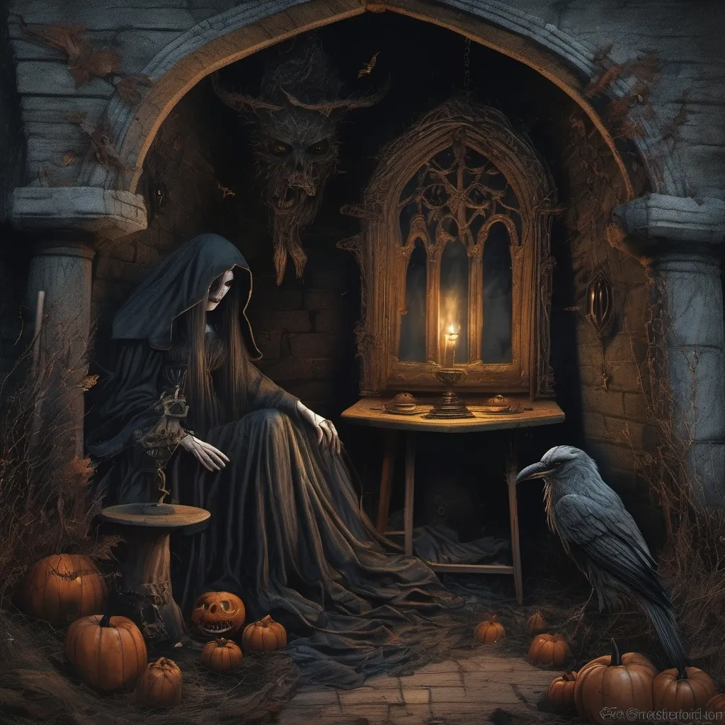 Prompt: a very detailed image of the witching hour creepy gothic medieval

