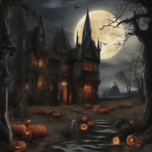 Prompt: a very detailed image of the witching hour creepy gothic medieval

