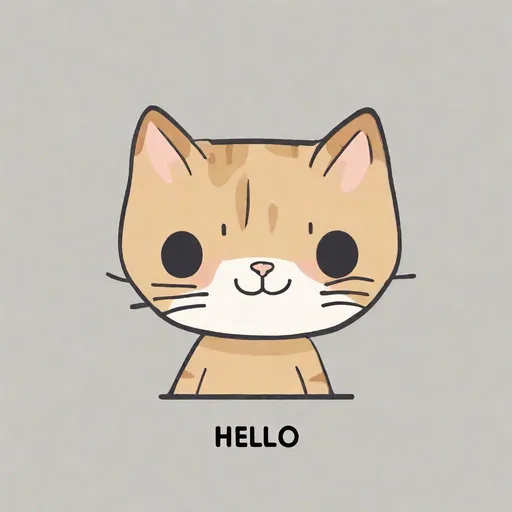 Prompt: cat appeared from the pocket with cute face, anime style, minimalist, simple
with hello text at top