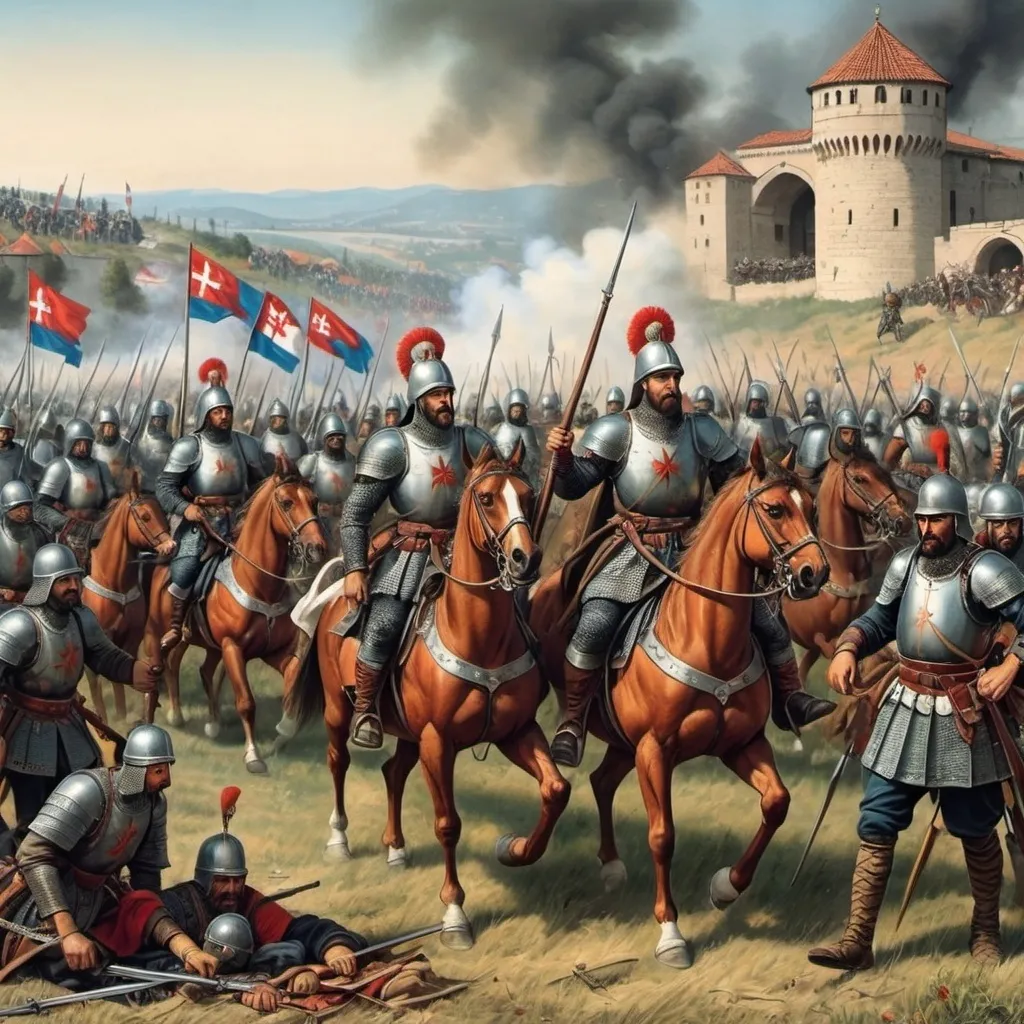 Prompt: medieval serbian army defeated by ottoman army