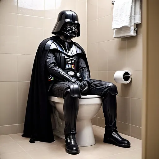Prompt: Darth Vader sitting on toilet