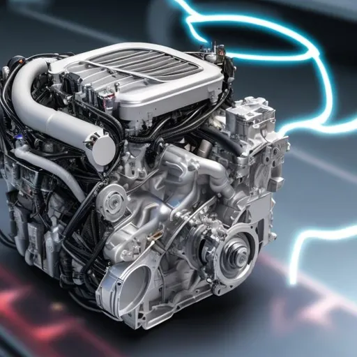 Prompt: Create a precise car engine that uses 5G internet data to heat up a thermo electric engine