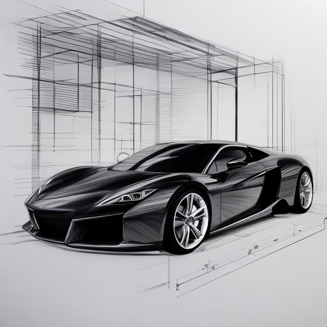 Prompt: Architecture drawing, modern car