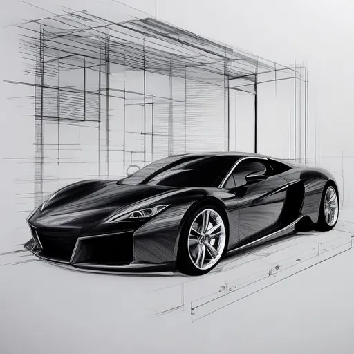 Prompt: Architecture drawing, modern car