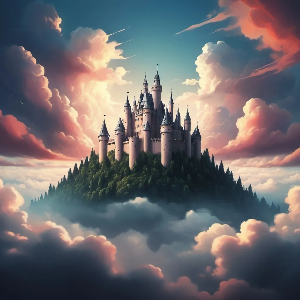 Prompt: sky with a castle in the middle