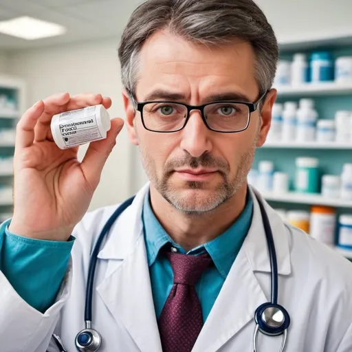 Prompt: create an image of a doctor recommending that recommends buying paracetamol for treating a headache
make sure all the text used is in english