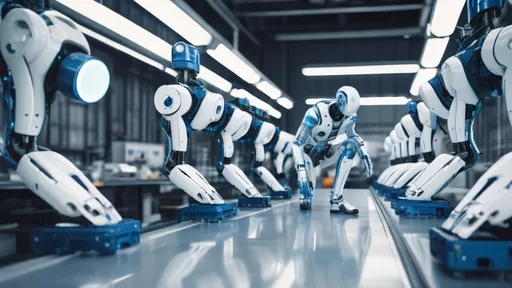 Prompt: inspecting cyborg parts on the assembly line inside a Sci-Fi industrial plant, futuristic metallic materials, white and blue tones, high quality, 8k resolution, sharp contrast, ultra-detailed, futuristic, metallic textures, dynamic lighting, professional realistic photography, photorealistic