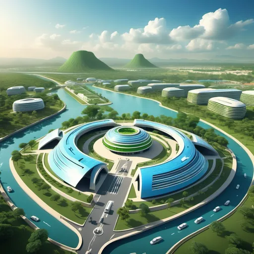 Prompt: (futuristic Abuja landscape), (happy people), lush nature, vibrant greenery, flowing clean rivers, sparkling oceans, advanced architecture, Nigerian army in sleek futuristic uniforms, high-tech weapons, (Nigerian flag waving proudly), harmonious environment, bright blue skies, warm atmosphere, ultra-detailed, inspiring scene, cinematic quality, utopian vision. with lots of housing, small facilities and places people need to go to e.g bank