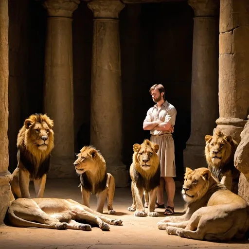 Prompt: Daniel in the lions den