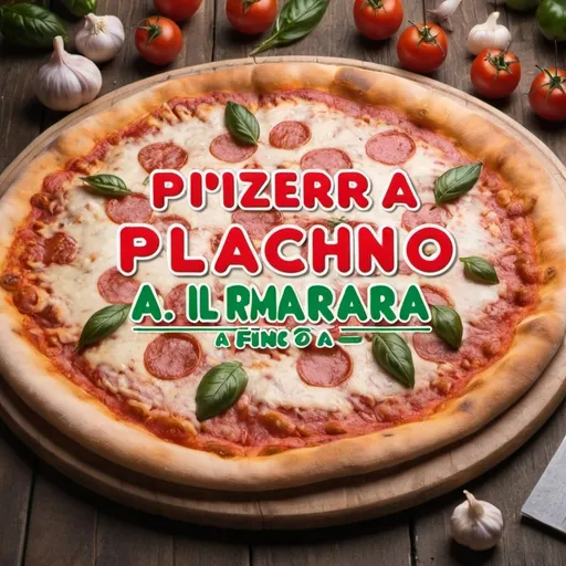 Prompt: Text "La pizzeria Al Pachino rimarrà chiusa fino al 25 Luglio" sfondo tema pizzeria 