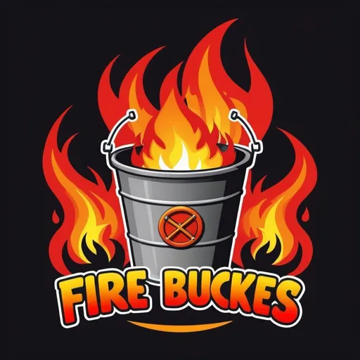 Prompt: Create a logo of a bucket with fire inside and the legend "The fire buckets" using a cartoon style from the 90s 