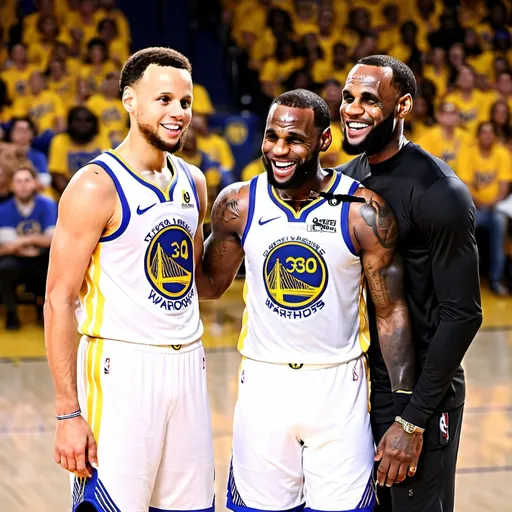 Prompt: Stephen Curry and LeBron James at a basketball court