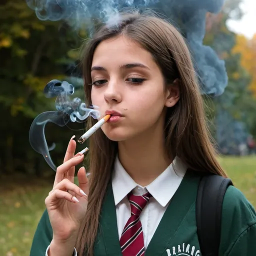 Prompt: smoking girl student