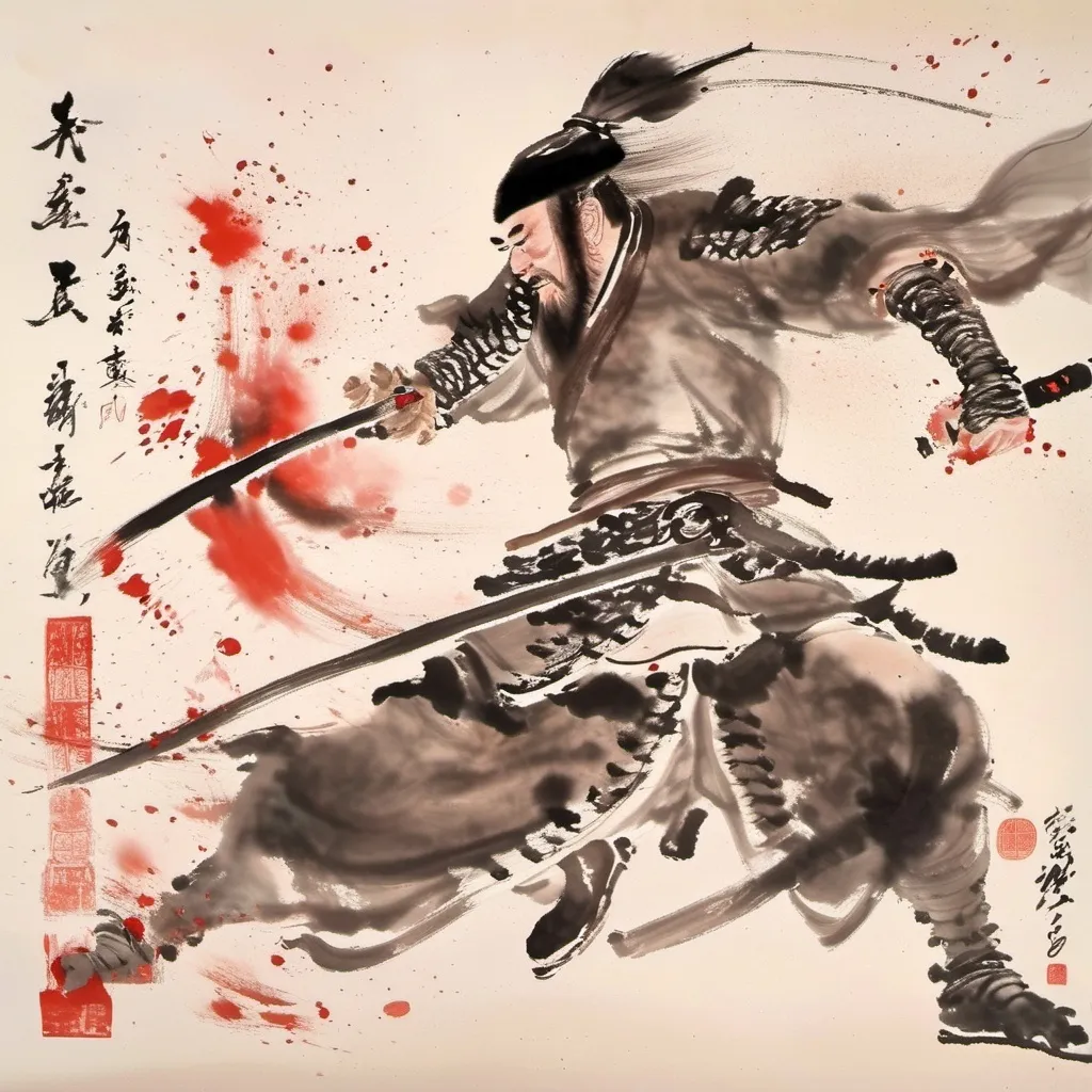 Prompt: A WARRIOR WINNING A WAR FULL OF BLOODSHED