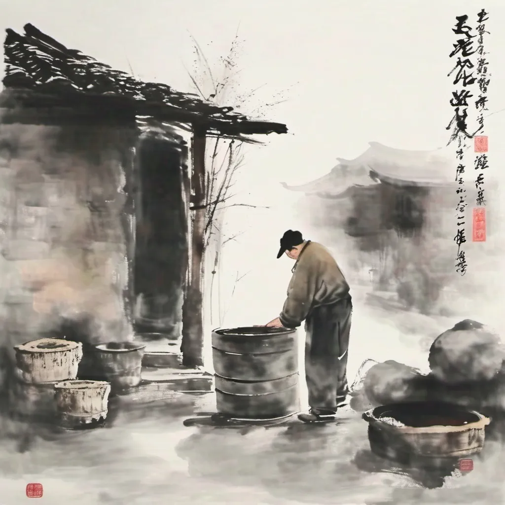 Prompt: ink painting, A man who can't be,moved European style, hardworking